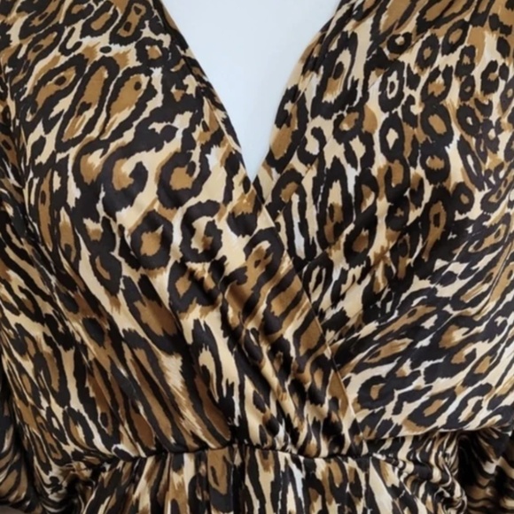 By Malene Birger Copenhagen Leopard V-Neck Empire Waist Silk Jersey Dress XS - Picture 2 of 5